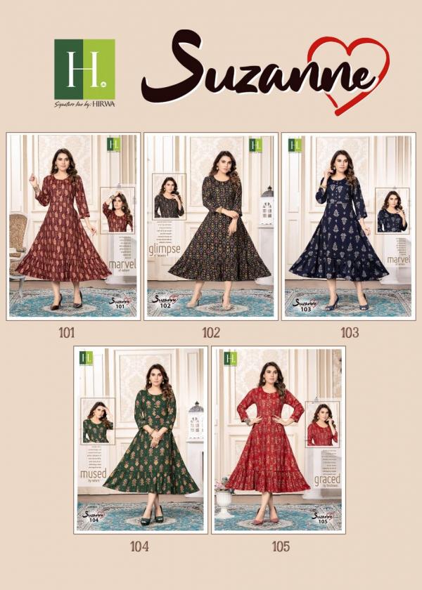 Hirwa Suzanne Casual Wear Designer Anarkali Kurti Collection